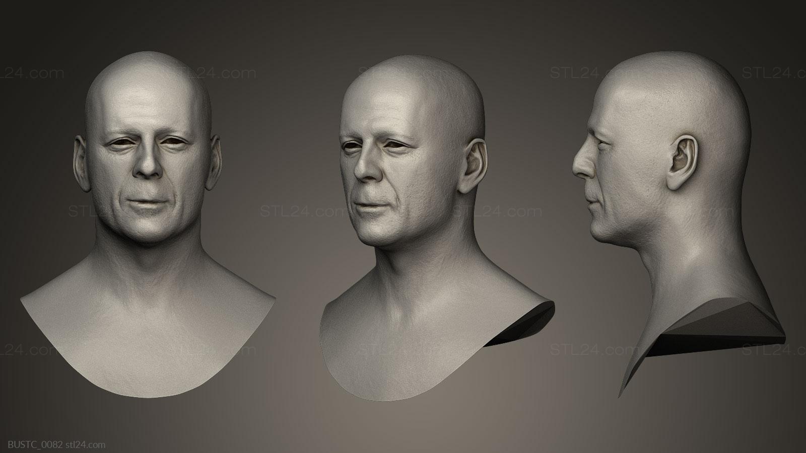 Бюсты и барельефы известных личностей (Брюс Уиллис, BUSTC_0082) 3D модель для ЧПУ станка